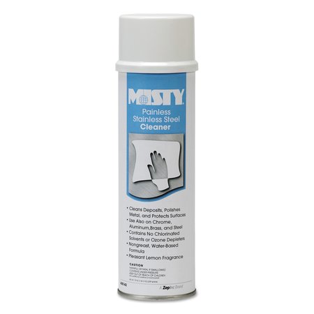 MISTY Water-Based Stainless Steel Cleaner, Lemon Scent, 18oz Aerosol, PK12 1001557